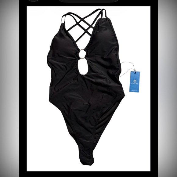 CUPSHE Black Keyhole Cutout One-Piece Swimsuit | Size M | NWT ✨Vacation Time🏝️💕 - Picture 4 of 5
